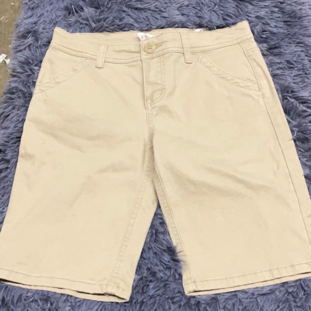 Justice Beige Flat Front Shorts - New